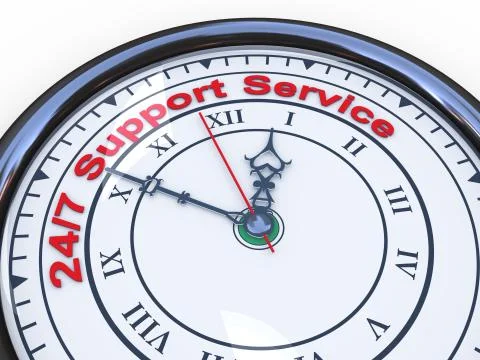 3d 24/7 support clock Stock Illustration