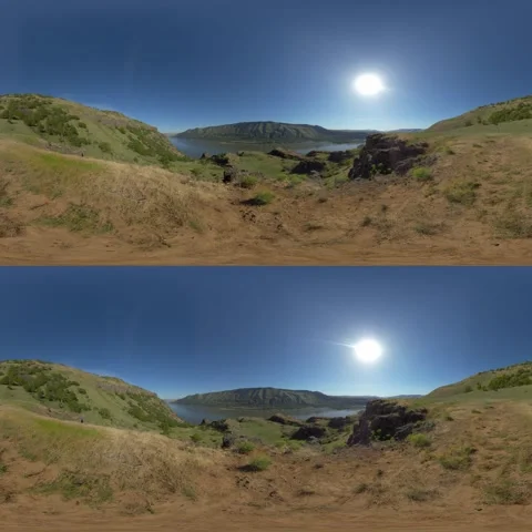 3D 360 Oregon Valley Looking Over River 1 Stock Footage 254601884