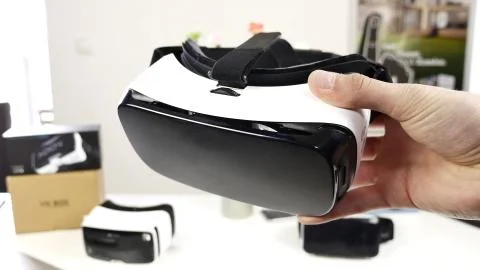 3d 360 vr headset reality glasses goggles lenses Stock Photos