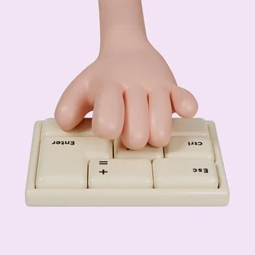 3d 3d cartoon hands are using the keyboard. icon isolated on pink background. 3d イラスト素材