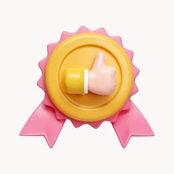 3d 3D quality guarantee medal with star and ribbon. icon isolated on white Stock Illustration