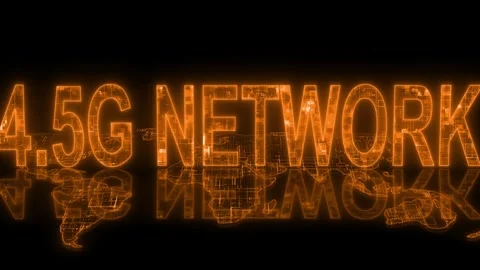 3d 4.5G network text technology earth map animation glowing orange Stock Footage 260925706