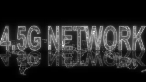 3d 4.5G network text technology earth map animation glowing white Stock Footage 260925802