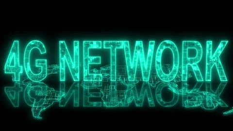3d 4G network text technology earth map animation glowing cyan Stock Footage 260925817