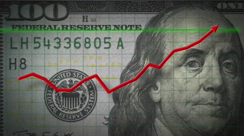 3D 4K animation profit chart arrow on money $100 dollar bill Video stock 60040251