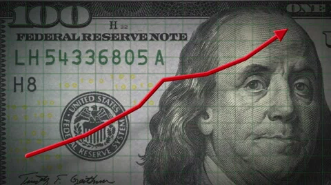 3D 4K animation profit chart arrow on money $100 dollar bill Video stock 60040252