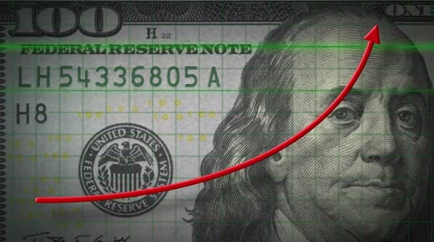 3D 4K animation profit chart arrow on money $100 dollar bill Stock Footage 60040259