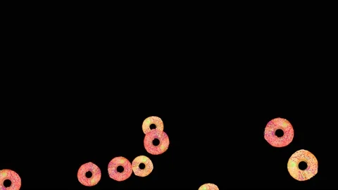 3d 4K Minimal motion art Creative donuts Loop animation pattern. Food, health Stock Footage 186203849