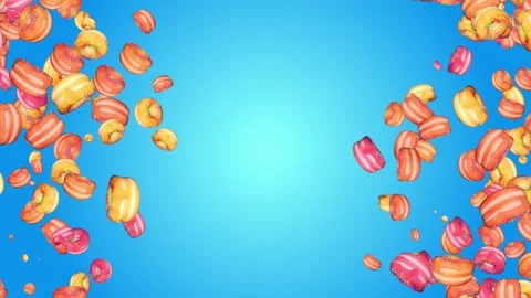 3d 4K Minimal motion art Creative donuts Loop animation pattern. Food, health Stock Footage 186218856