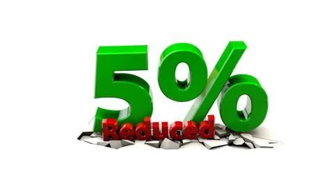 3d 5 Precent down on a white background Stock Illustration