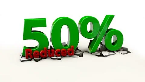 3d 50 Precent down on a white background Stock Illustration