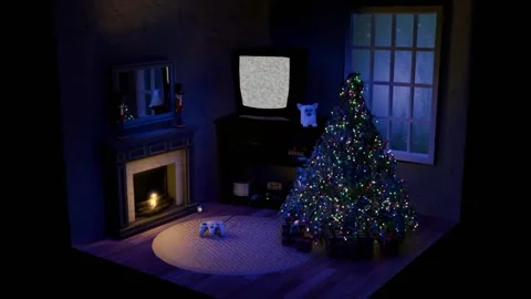 3D 90s Xmas Room Video stock 295313365