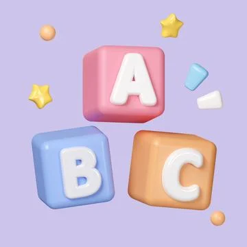3d ABC blocks connecting jigsaw puzzle. Symbol of business teamwork and baby kid Stock Illustration