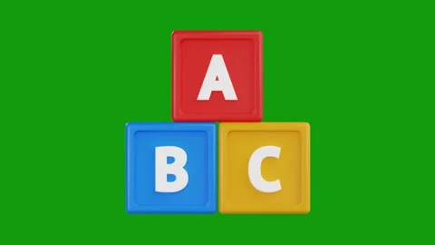 3D ABC Learning Blocks Animation, Green Screen Stock Footage 312142261