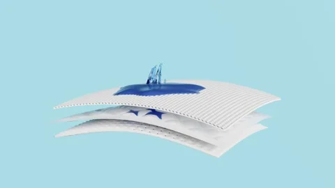 3d absorbent layer and arrow ventilate shows with synthetic fiber hair, water Stock Footage 212380419