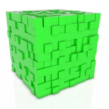 3D abstarct background - cubes isolated on white Stock Illustration