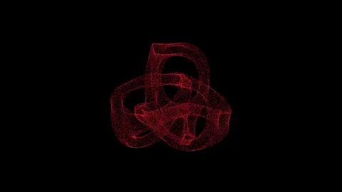 3D abstract alien clew on black background. Object consisting of red flickeri Stockillustratie