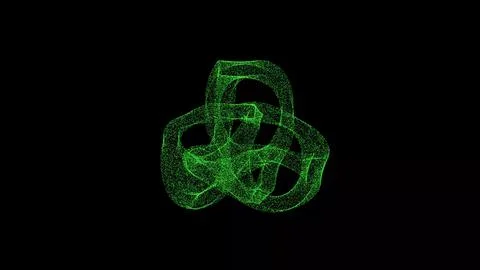 3D abstract alien clew on black background. Object consisting of green flic.. Stock Illustration