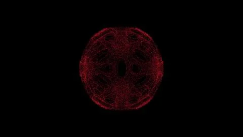 3D abstract alien sphere with holes on black background. Object consisting of Illustrazione stock