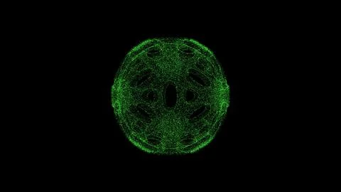 3D abstract alien sphere with holes on black background. Object consisting .. Illustrazione stock