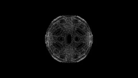 3D abstract alien sphere with holes on black background. Object consisting .. Illustrazione stock