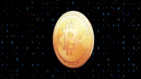3d Abstract animation of bitcoin currency sign in digital cyberspace Stock Footage 86740393
