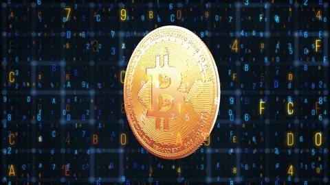 3d Abstract animation of bitcoin currency sign in digital cyberspace Stock Footage 86743377