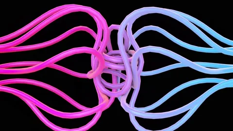 3D abstract animation on a black background. Animation of colored ropes. Stock Footage 217923137