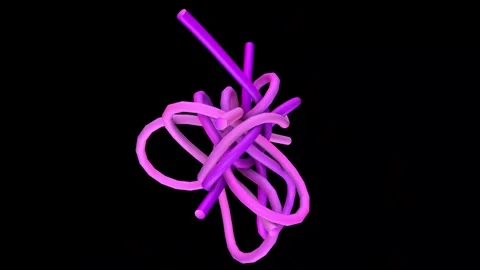 3D abstract animation on a black background. Animation of purple ropes. Stock Footage 261436990