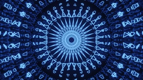 3D abstract animation, blue graphic motion mandala Stock Footage 140543686