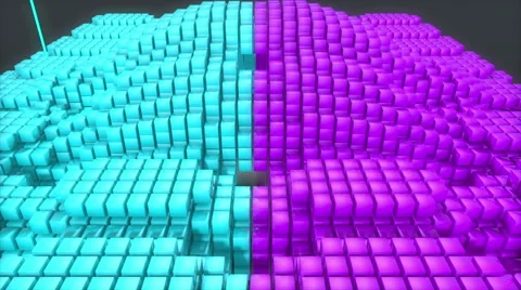 3D abstract animation of geometric square block polygon moving in wave form Видео 63341287