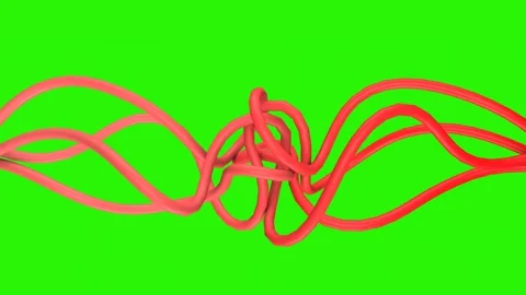 3D abstract animation on a green background. Animation of red ropes. Stock Footage 285329872