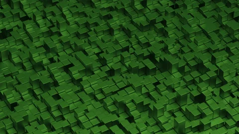 3d abstract animation green octagonal cubes shape waving background seamless Stock Footage 105758339