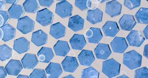 3D abstract animation pattern of blue hexagonal tiles smoothly moving Stock Footage 318679909