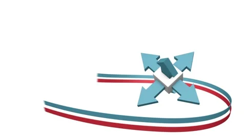 3D abstract arrow and cubes with ribbons background loop Stock Footage 61823529