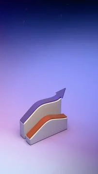 3D abstract arrow structure with layered red and blue curves on lavender ba.. Stockfoto's