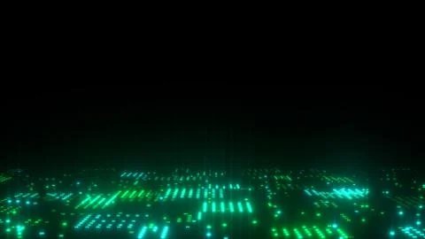 3d abstract art background render, circles and dots on the black, retrowave and Illustrazione stock