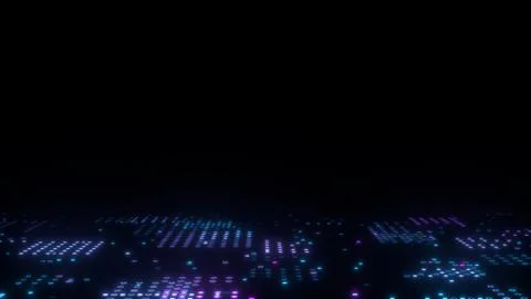 3d abstract art background render, circles and dots on the black, retrowave and Illustrazione stock