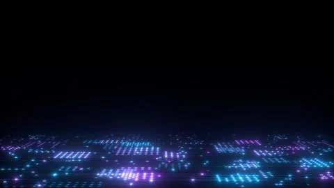 3d abstract art background render, circles and dots on the black, retrowave and Illustrazione stock