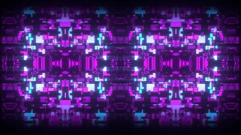 3d abstract art background render, colorful squares on the black, retrowave and Stock Illustration