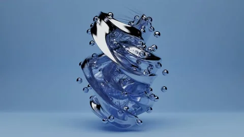 3D Abstract Art, water bubbles, splatter, colorful curl, artistic spiral. 3D Stock Footage 174719408
