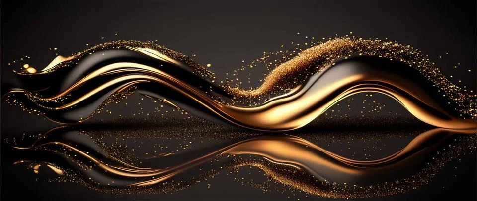 3D Abstract Background 3D Abstract Background with Dark Wave and Gold Glit... Stock Photos