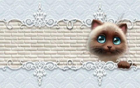 3d abstract background and cat Stock Illustration