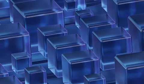 3D abstract background of blue cubes. Stock Illustration