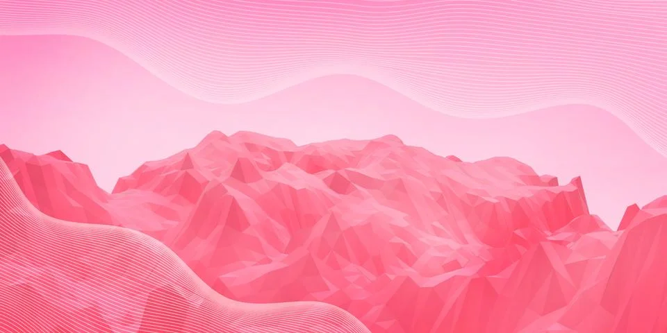 3D Abstract background. Digital Low poly mountain of greenhouse conditions Stock Illustration