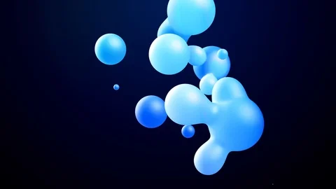 3d abstract background, droplets of molten wax with internal blue glow merge and Stock Footage 121876540