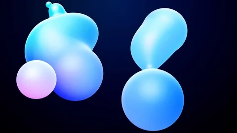3d abstract background, droplets of molten wax with internal blue glow merge and Video stock 122977808