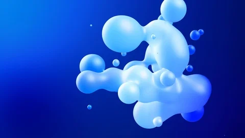 3d abstract background with droplets of molten wax merge and fly apart drops in Stock Footage 123796670