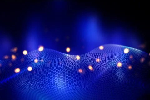 3D abstract background with flowing hexagonal grid design Stock Illustration