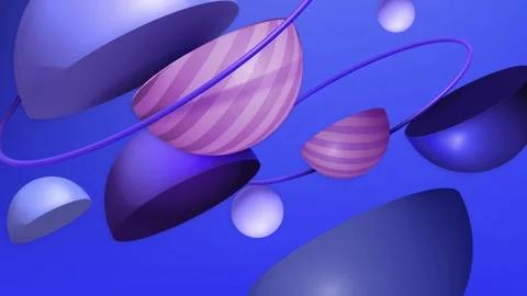 3D abstract background geometric shapes like spheres and hemispheres on a bl Stock Footage 330098299